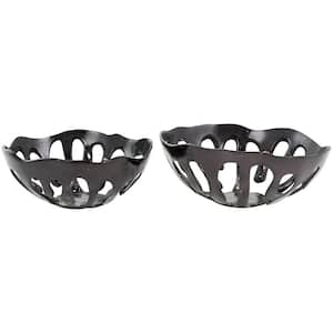 Litton Lane Black Ceramic Wide Decorative Bowl with Elevated Base 043735 -  The Home Depot