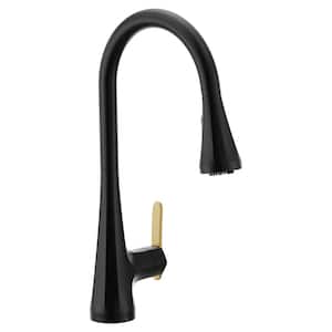 Sinema Single Handle Pull-Down Sprayer Kitchen Faucet with Optional 3- in -1 Water Filtration in Matte Black