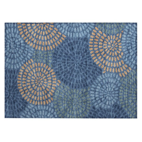 Chantille Machine Washable Indoor/Outdoor Abstract ACN2492 Navy 2 ft. x 3 ft. Accent Rug