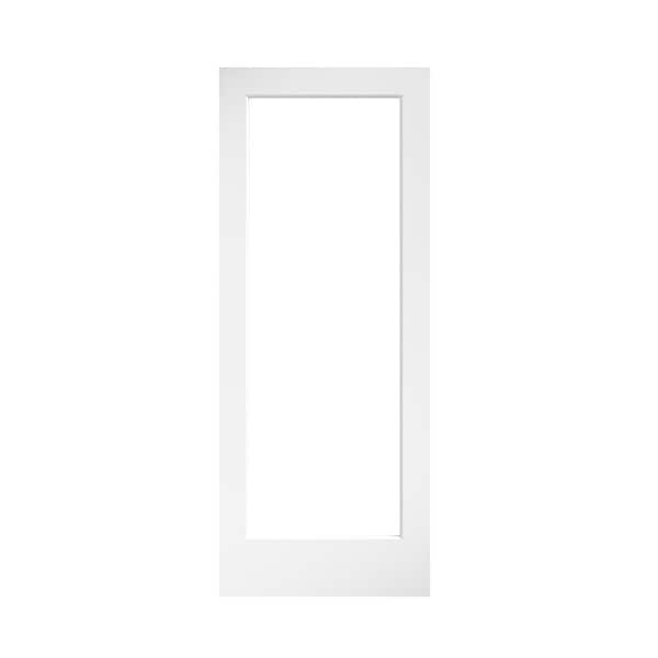 eightdoors 28 in. x 80 in. x 1-3/8 in. Clear Glass 1-Lite White Finished Solid Wood Core French Interior Door Slab