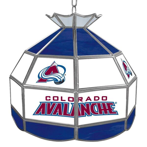 Trademark NHL Colorado Avalanche 16 in. Gold Hanging Tiffany Style Billiard Lamp