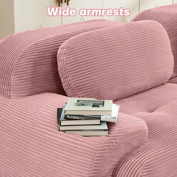 Homy Casa SMZO 117.3 in. Rolled Arm 3-Piece Corduroy Modular