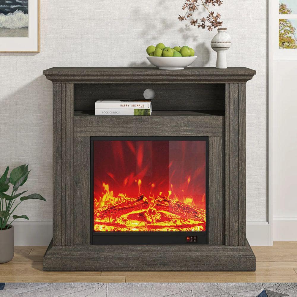 19 in. Built-in Electric Fireplace Insert with Adjustable Flame Brightness and Remote Control