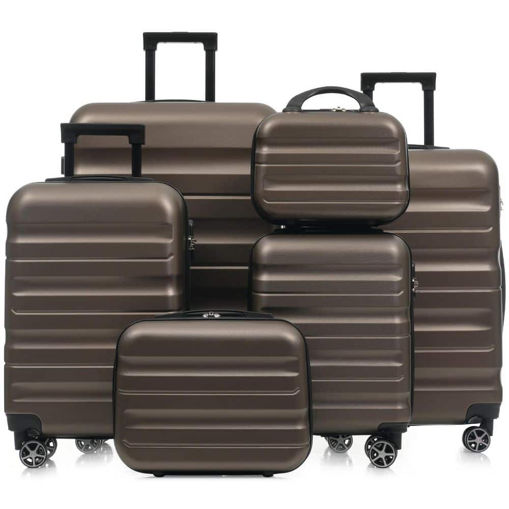 Tatahance 4-Piece Brown ABS Hardside Lightweight Luggage Set with
