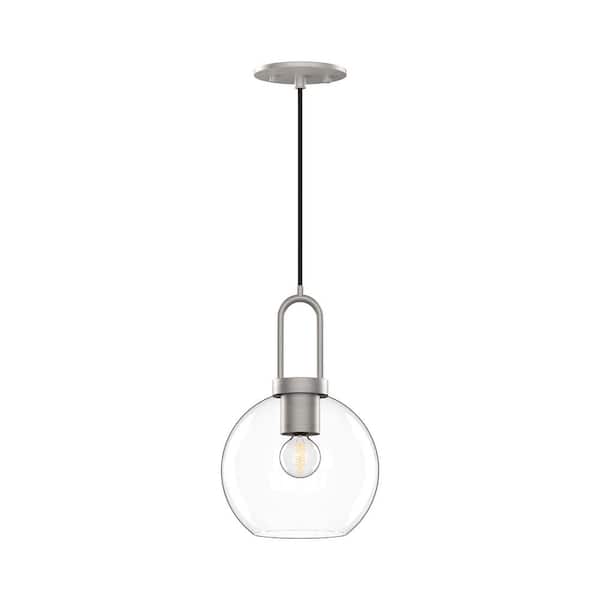 ALORA MOOD Soji 8 in. 1 Light 60-Watt Brushed Nickel/Clear Glass Pendant Light