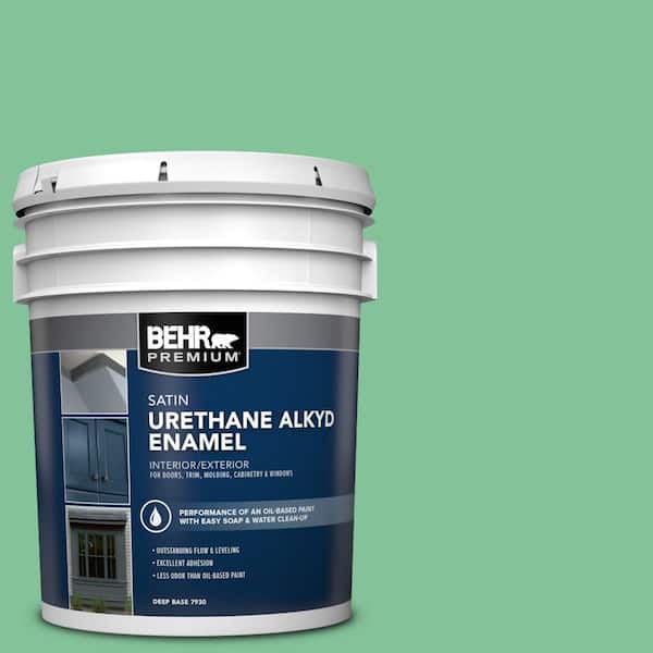 BEHR PREMIUM 5 gal. #P410-4 Willow Hedge Urethane Alkyd Satin Enamel Interior/Exterior Paint