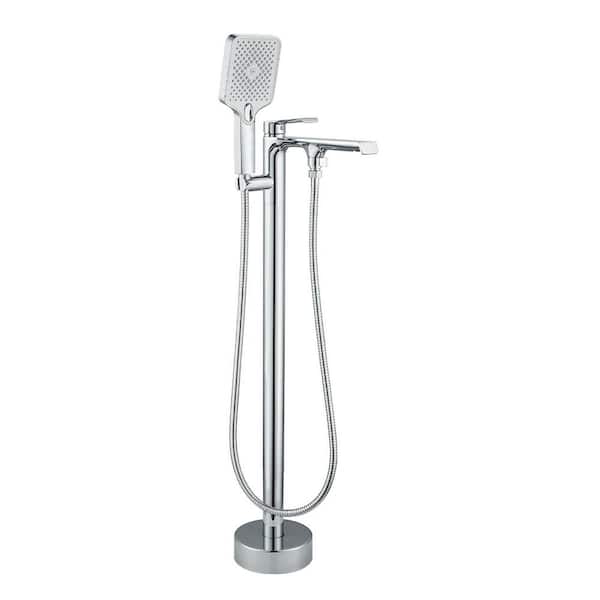 androme Single-Handle Floor Mounted Claw Foot Tub Faucets with Shower Polish Chrome