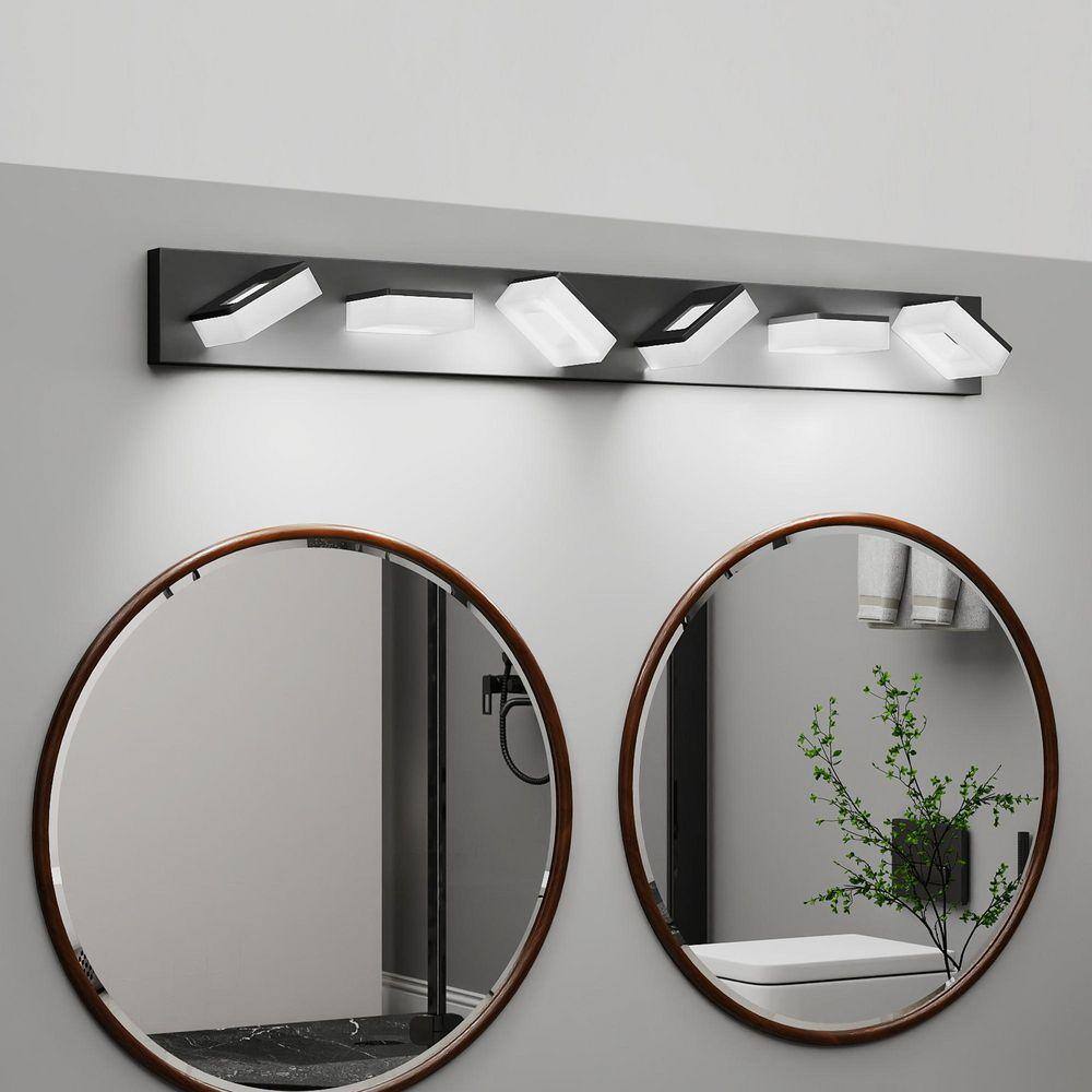 ETL-Certified 3-Color Dimmable Bathroom Vanity Light – 18W LED, 360° Rotatable Heads, Acrylic & Stainless Steel, Black Finish (3-Light Fixture)