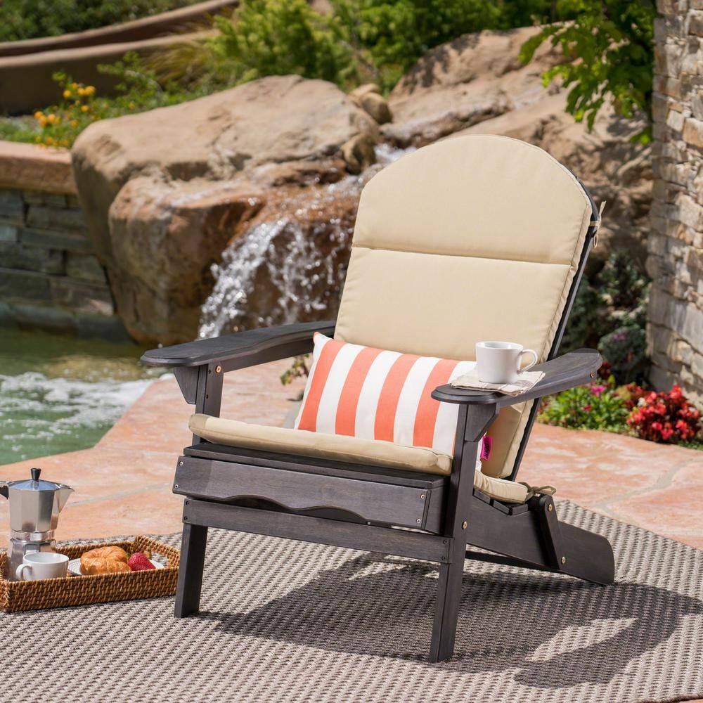 Khaki Beige Polyester Adirondack Chair Cushion with Ties