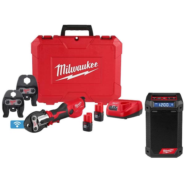 M12 12-Volt Lithium-Ion FORCE Logic Press Tool Kit with ONE-KEY and Bluetooth/AM/FM Jobsite Radio with Charger
