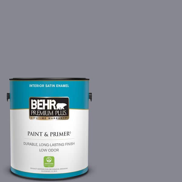 BEHR PREMIUM PLUS 1 gal. #PPU16-15 Gray Heather Satin Enamel Low Odor Interior Paint & Primer