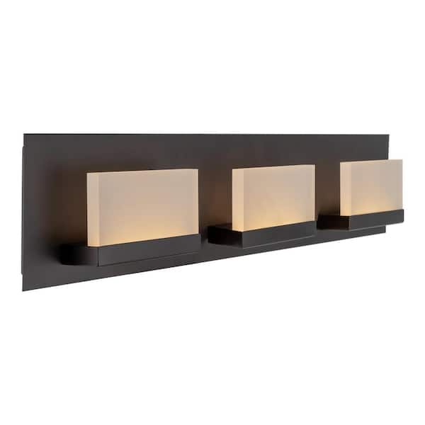 Kira Home Everett 2.75 in. 3-Light Oil-rubbed Bronze Modern LED Bathroom Vanity Light with Frosted Shade