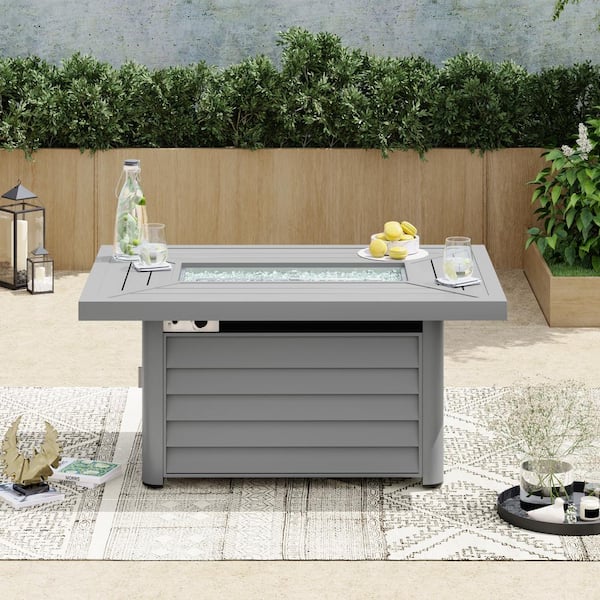 CORVUS Wevok Rectangle Aluminum Propane Fire Pit Table