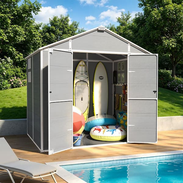 8 ft. W x 6 ft. D Outdoor Resin Garden Tool Storage Shed for Backyard (48 sq. ft.)