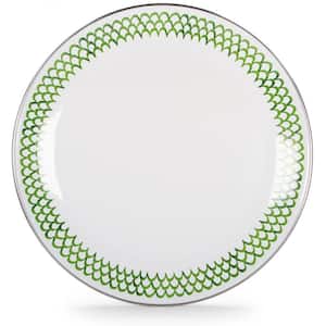12.5 in. Green Scallops Enamelware Round Charger Plate Set of 2