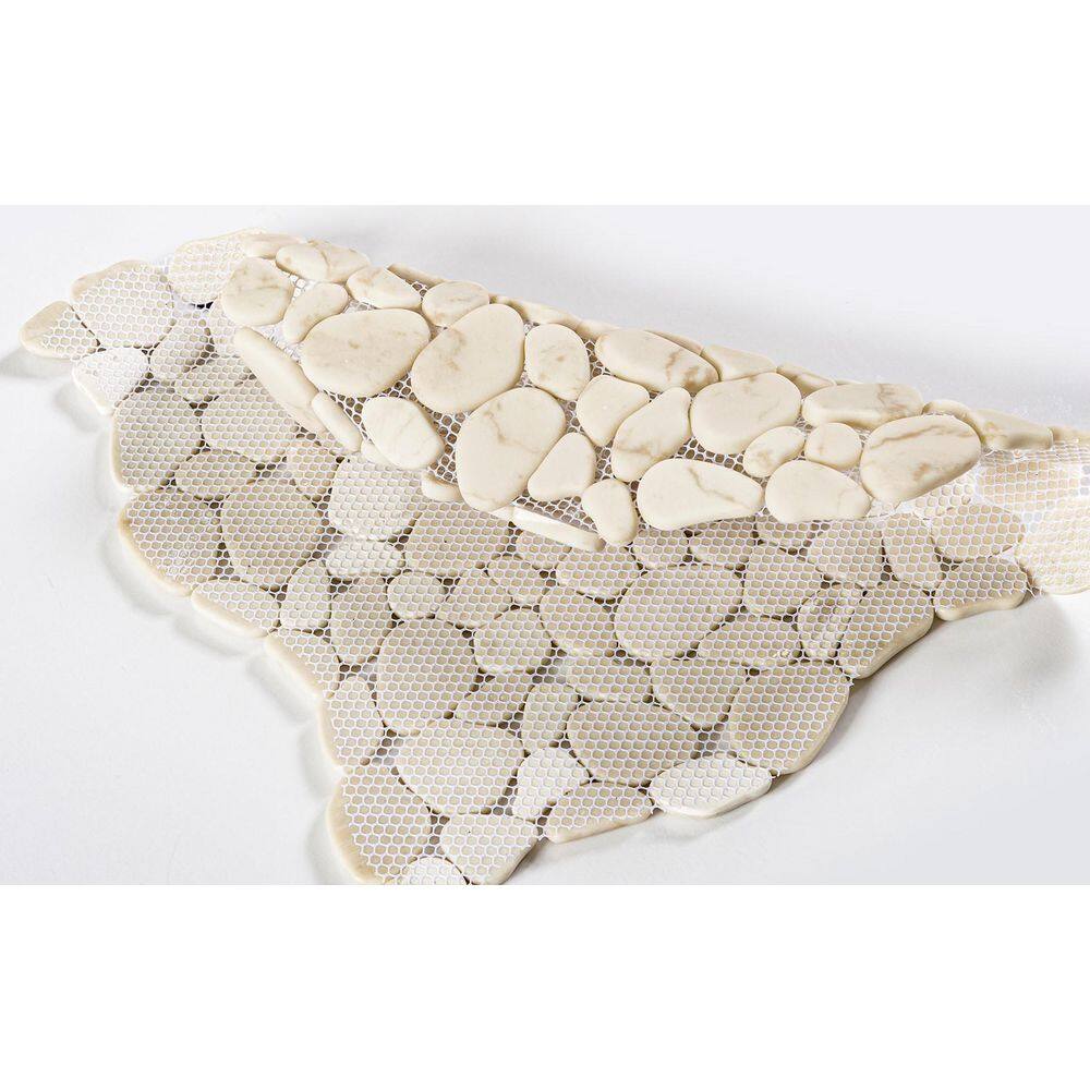 Peace White Glass Pebble Mosaic Tile Sample