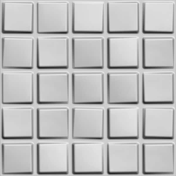 Dundee Deco Falkirk Fifer 20 in. x 20 in. Paintable Off White Geometric Cubes Fiber Decorative Wall Paneling (10-Pack)