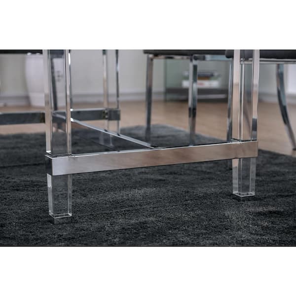 Carone Rectangular Glass Top Dining Table Black and Chrome