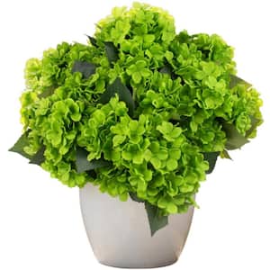 4-Piece 15.7 in. White Indoor/Outdoor Artificial Hydrangea Flower