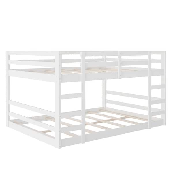 aisword Full Over White Full Bunk Bed with Ladder