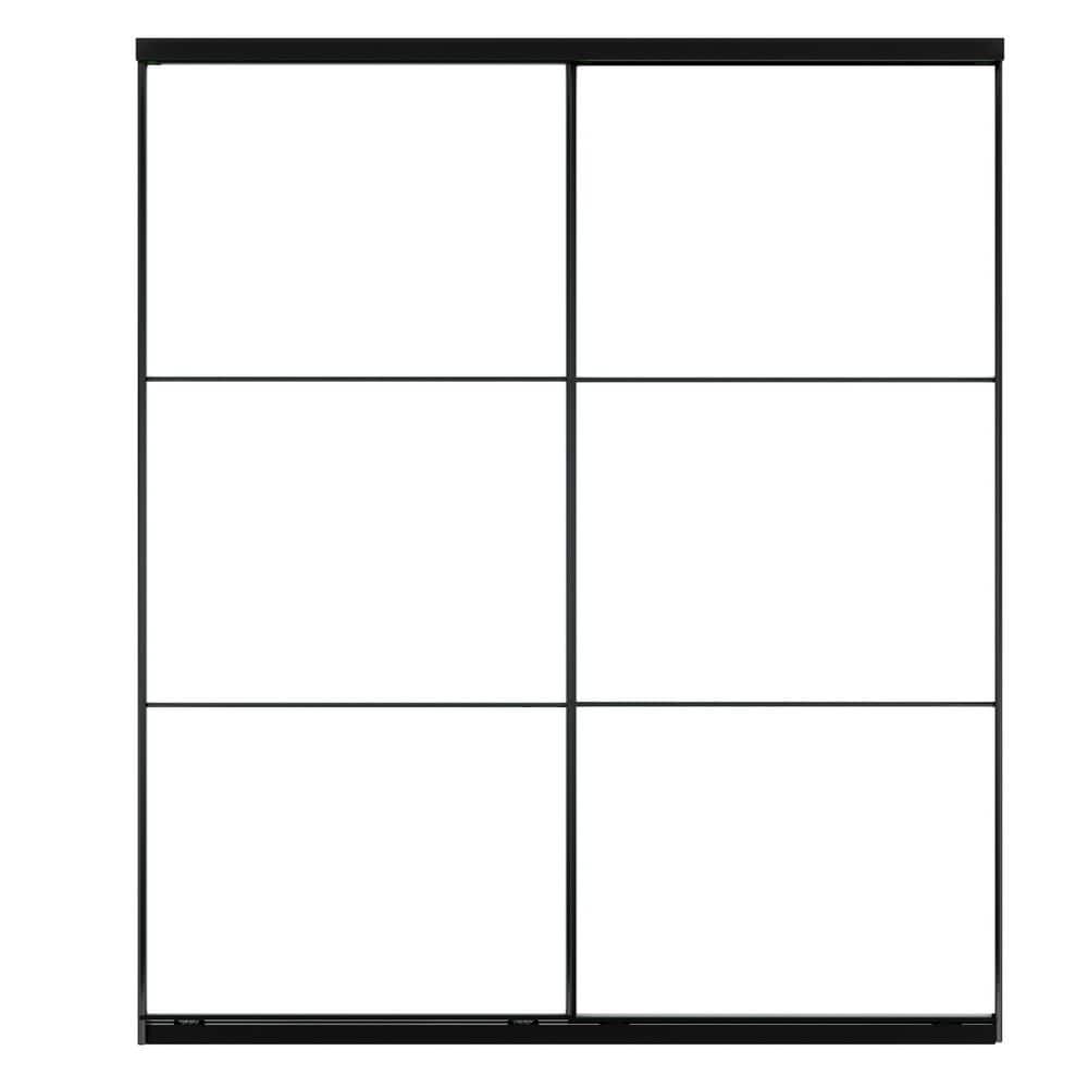 72 in. x 80 in. 3-Lite White MDF Board Interior Closet Doors with Black Aluminum Frame Sliding Door With Hardware Kit price history on PriceWatchPro