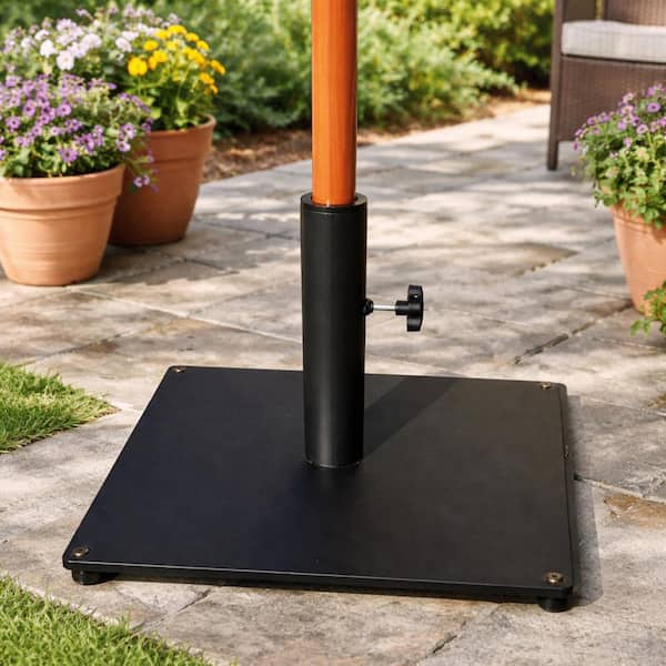 diy patio umbrella lower pole How we made a DIY Umbrella Stand (with built-in storage!)  simplify the  chaos