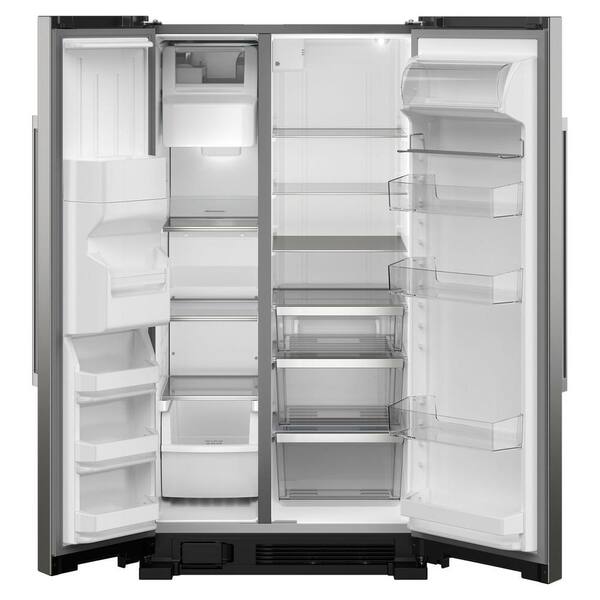 36 in. 25.6 cu. ft. Side by Side Refrigerator in Stainless Steel, Standard  Depth