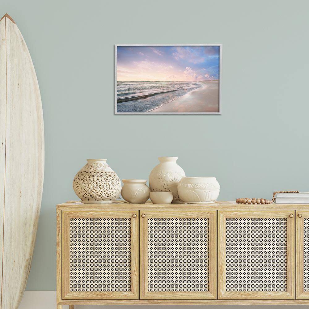 Receding Beach Shore by Natalie Carpentieri Gray Framed Nature Giclee Art Print 16 in. x 24 in. price history on PriceWatchPro