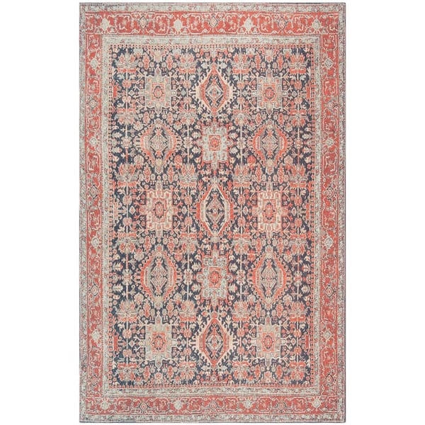 SAFAVIEH Classic Vintage Navy/Rust 5 ft. x 8 ft. Floral Border Area Rug