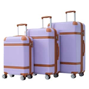 Purple Lightweight 3-Piece Expandable ABS Hardshell Spinner 8 Wheels  20"  24"  28" Luggage Set with TSA Lock, Bumpers