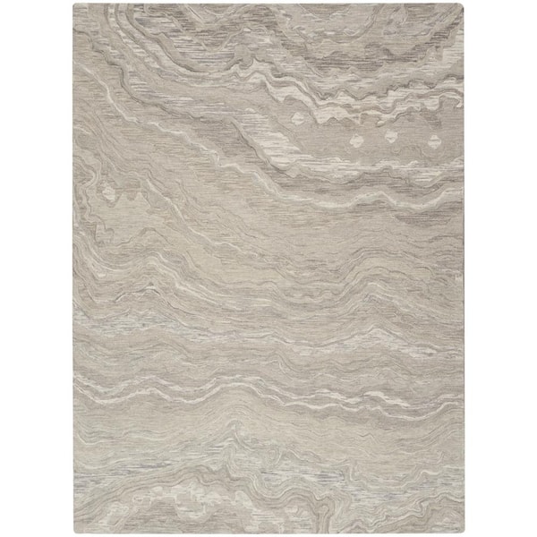 Nourison Graceful Grey 9 ft. x 12 ft. Abstract Contemporary Area Rug
