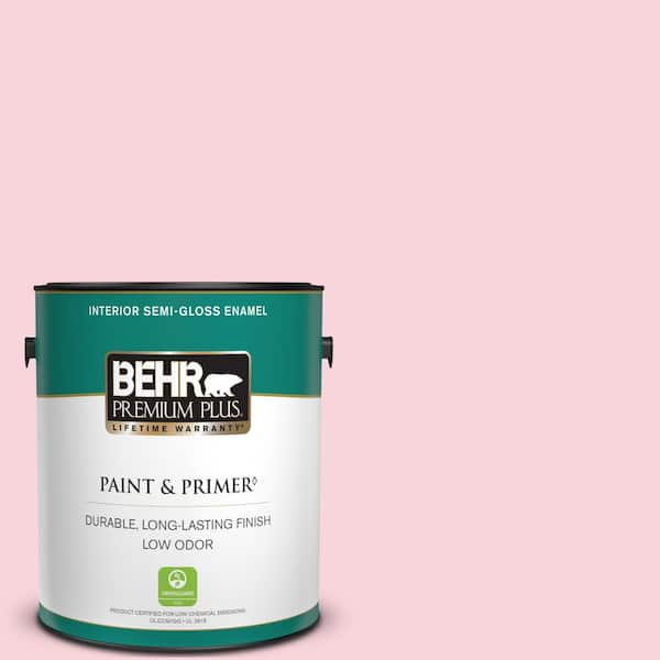 BEHR PREMIUM PLUS 1 gal. #110C-1 Petal Bloom Semi-Gloss Enamel Low Odor Interior Paint & Primer