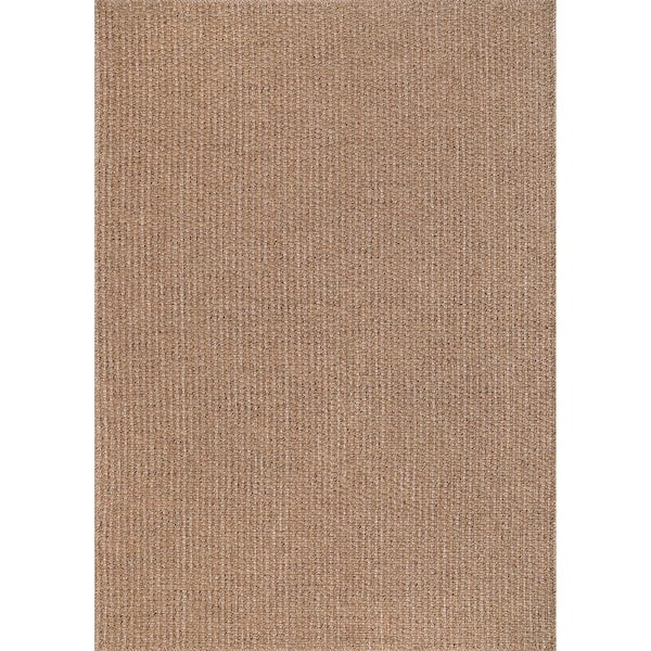 Beverly Rug Natural 5 ft. x 7 ft. Wooly Easy Jute Washable Indoor Outdoor Area Rug
