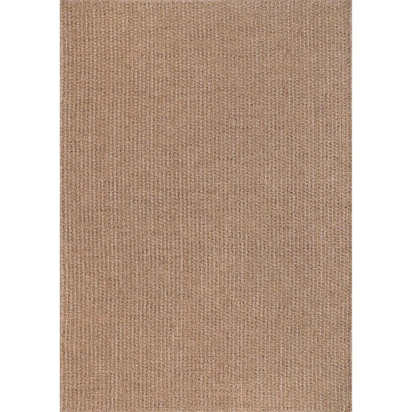 Natural 9 ft. x 12 ft. Wooly Easy Jute Washable Indoor Outdoor Area Rug