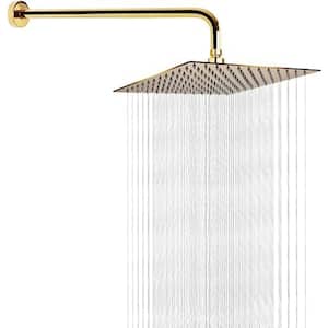 3-Spray Patterns with 1.8 GPM 12 in. Wall Mount Rain Fixed Shower Head in Gold