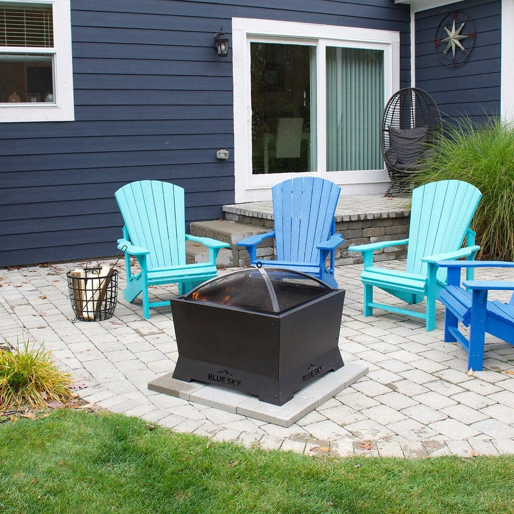 Blue Sky 28" Black Steel Smokeless Square Fire Pit