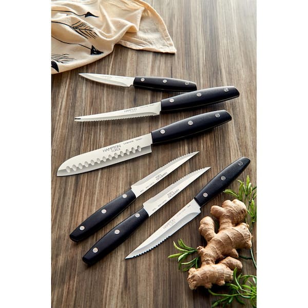 Farberware Triple Riveted Knife Block Set, 15-Piece, Navy and Gold