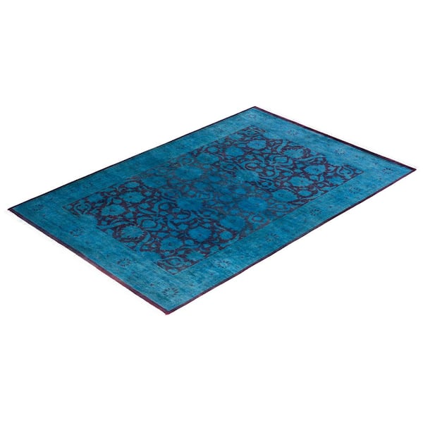 Fine Vibrance Blue 4 ft. x 6 ft. Solid Wool Indoor Area Rug