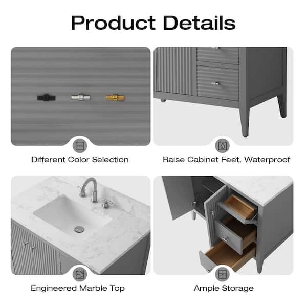 Style Selections 36-in Graphite Single Sink Bathroom Vanity with White Cultured Marble Top (Mirror Included) Style Selections 36-in Graphite Single Sink Bathroom Vanity with White Cultured Marble Top (Mirror Included)