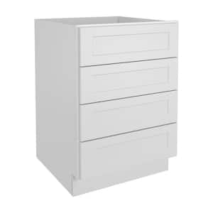 24 in. W x 24 in. D x 34.5 in. H in Shaker White Plywood Ready to Assemble Floor Base Kitchen Cabinet with 4 Drawers