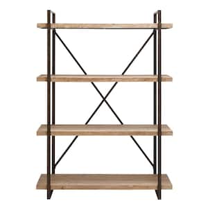 4 Shelves Wood Stationary Brown Shelving Unit