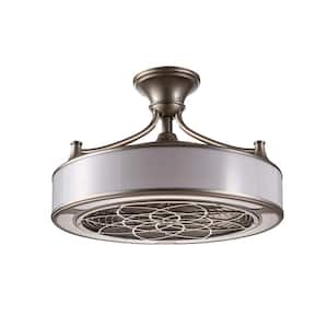 Windara 22 in. LED Indoor/Covered Outdoor Brushed Nickel Ceiling Fan with Light Kit and Remote Control
