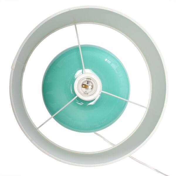 Lalia Home 15.25 Modern Ovaloid Glass Bedside Table Lamp with White Fabric Shade, Aqua