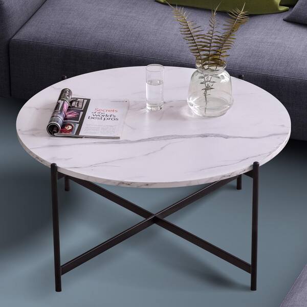 Black Faux Marble Round Wood, Marble Side Table Kmart