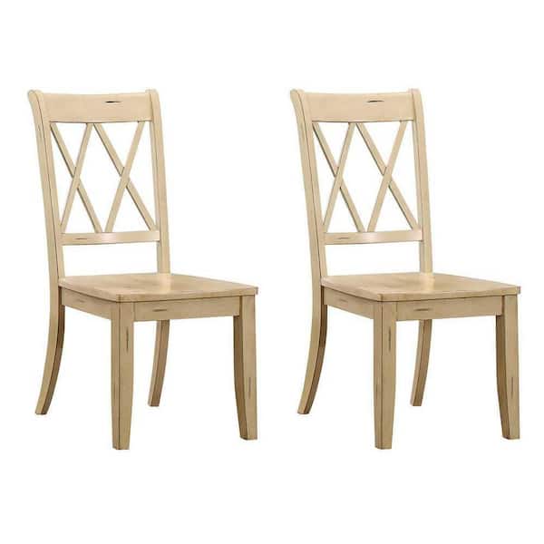 EVERGLADE HOME Festus Buttermilk Wood Dining Chair (Set of 2)