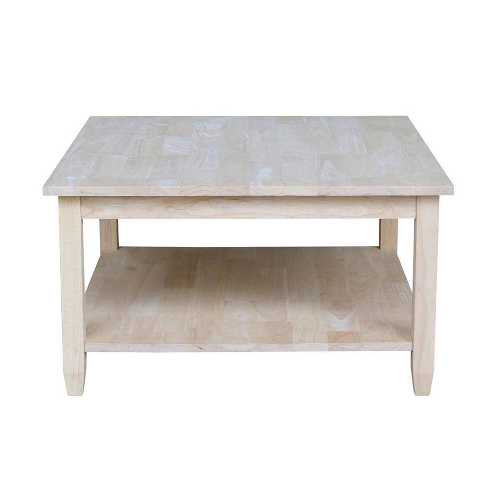 Solano Unfinished Parawood 35" Square Coffee Table
