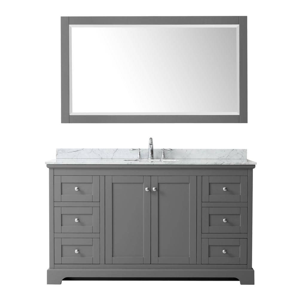 Avery 60'' Dark Gray Single Freestanding Bathroom Vanity with Stone Top