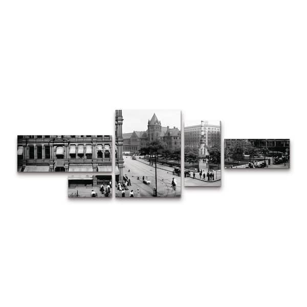 Trademark Fine Art Print Collection Buffalo Panorama1 5-Piece Panel Set Unframed Photography Wall Art 24 in. x 72 in.