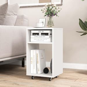 White Wood 13 in. W Vertical Mobile File Cabinet Printer Stand Storage Organizer Home Office