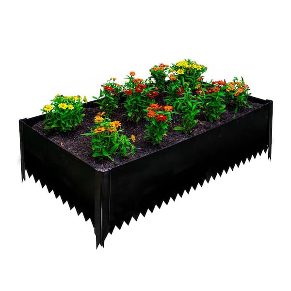 14 in. Tall X 4 ft. X 2 ft. Black Powder Coat Painted Steel Metal Raised Garden Bed Kit